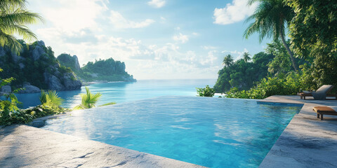 Tropical Beach Paradise Crystal Clear Water Lush Greenery Island Escape