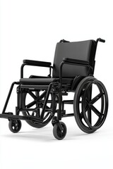 Fototapeta premium Sleek Black Wheelchair on White Backdrop Symbolizing Mobility and Accessibility for All People