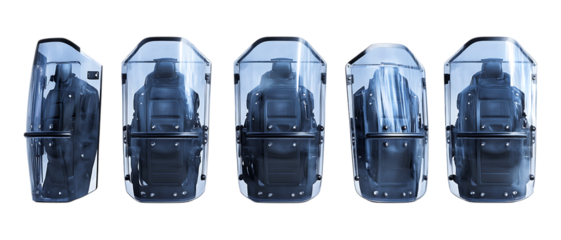 Collection Pack of Five Cryptic Enigmatic Dark Figures in Mysterious Packaging set against transparent background