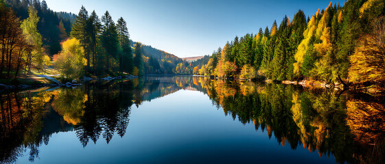 Autumn Lake Reflection Peaceful Nature Scene