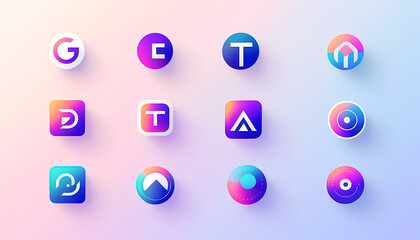 Gradient Icon Set: Modern App Design Elements