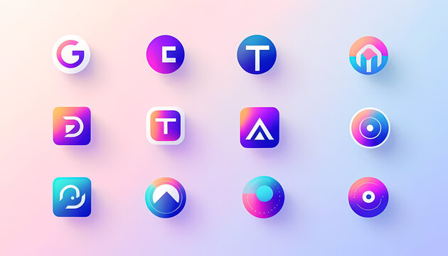 Gradient Icon Set: Modern App Design Elements