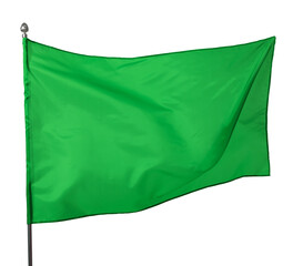 One green flag on white background. Mockup for design