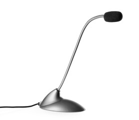 One microphone on white background. Professional audio equipment