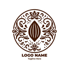 Vector Cocoa Icon Illustration of Cacao Bean Flat Minimal Symbol Design for Chocolate Logo Organic Food Packaging Agriculture and Natural Product Branding