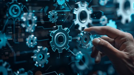 Obraz premium An individual actively engages with digital tools, showcasing automation and advanced technologies today