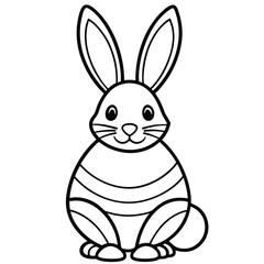 Easter bunny holding colorful egg in a cute cartoon spring scene
