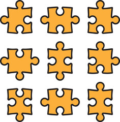 puzzle pieces vector, jigsaw icons set, puzzle symbols, puzzle vector icons, puzzle illustrations
