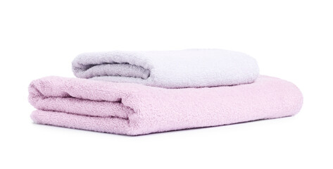 Two folded terry towels isolated on white