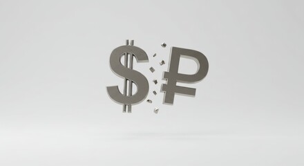 Obraz premium Dollar and Ruble Crash: Economic Crisis Concept