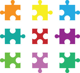 puzzle pieces vector, jigsaw icons set, puzzle symbols, puzzle vector icons, puzzle illustrations