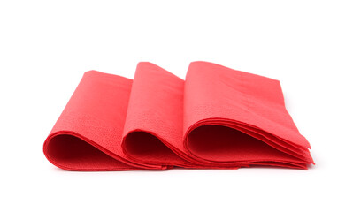 Many red paper handkerchiefs isolated on white