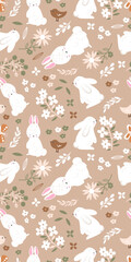 Cute woodland animals seamless patterns and wallpaper