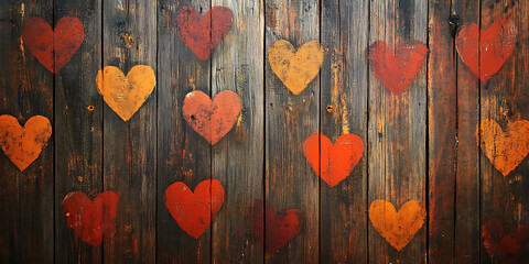 Rustic Wooden Hearts Background Autumnal Love Texture