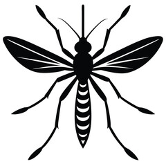 Black Mosquito Silhouette Vector – Insect Clipart for Pest Control & Education