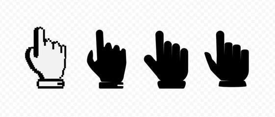 Pointer click. Cursor mouse icon silhouette. Click cursor pixel.	