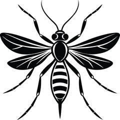 Black Mosquito Silhouette Vector – Insect Clipart for Pest Control & Education