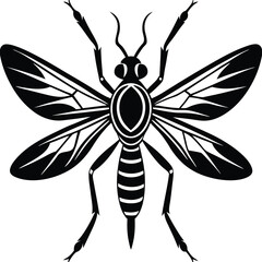 Black Mosquito Silhouette Vector – Insect Clipart for Pest Control & Education