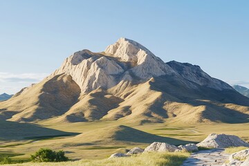 Fototapeta premium Majestic Mountain Landscape Scenic View Rolling Hills and Stone Path