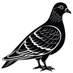 Pigeon Silhouette Vector – Black Bird Illustration, Urban Wildlife Art