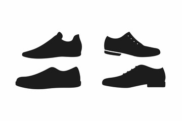 set of Shoe icon vector silhouette illustration isolated on white background