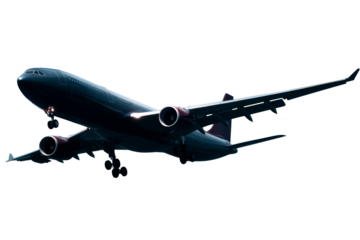 Airplane landing with a clear view of its structure and features