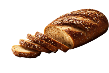Freshly baked sesame seed bread on transparent background