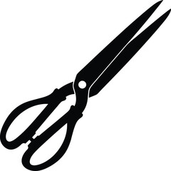 Black Silhouette of Scissors Icon Isolated on White Background - Vector Haircut Tool Illustration