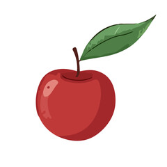 red apple with leaf