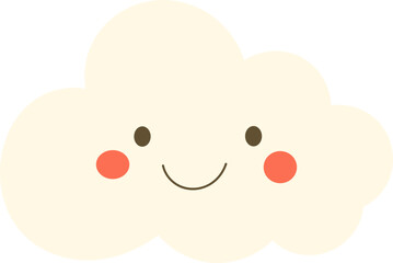 Charming cloud illustration with cheerful facial expression. A perfect touch for kid-friendly designs and lighthearted projects.
