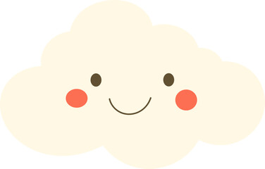 Charming Cloud Cartoon: A cheerful cloud with rosy cheeks, a warm smile, and friendly eyes, radiating happiness and positivity.