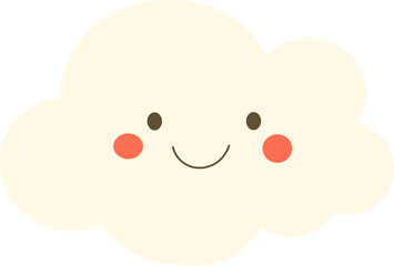 Adorable illustration of a fluffy cloud with a happy expression, perfect for weather-related, cute, and charming projects.