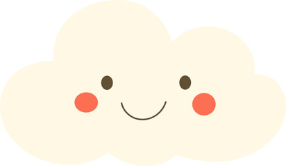 A cartoon cloud with a friendly face, complete with rosy cheeks, is a delightful and cheerful depiction of a weather icon.