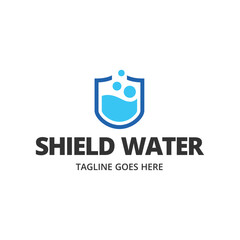 Water Shield logo design template. Water protect logo.