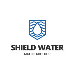 Water Shield logo design template. Water protect logo.