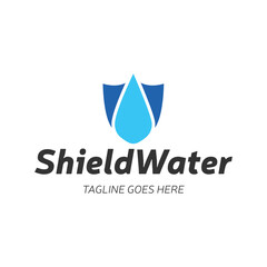 Water Shield logo design template. Water protect logo.