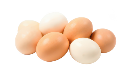 Set of chicken fresh eggs isolated on transparent background