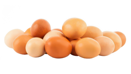 Set of chicken fresh eggs isolated on transparent background