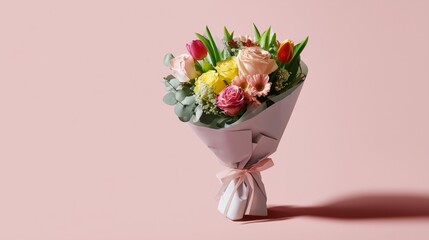 Elegant Birthday Bouquet with Vibrant Roses, Tulips, and Daisies