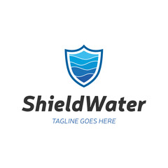 Water Shield logo design template. Water protect logo.