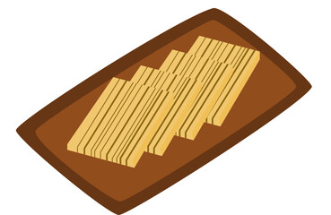 Illustration of Three layer cake on banana leaf