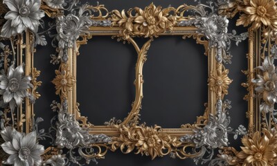 Intricate gold & silver floral frames, vintage style , art, silver, ornate frame