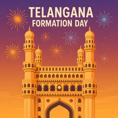 Obraz premium Telangana formation day celebration background.