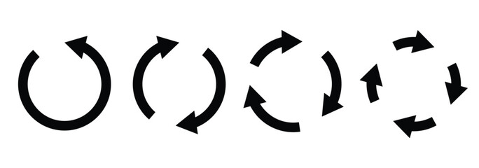 Refresh vector icon set black filled and outlined style. refresh, restart or reload vector symbol. Circle arrow icon vector, Flat style icon recycle arrow symbol web graphic design. Rotation arrows .