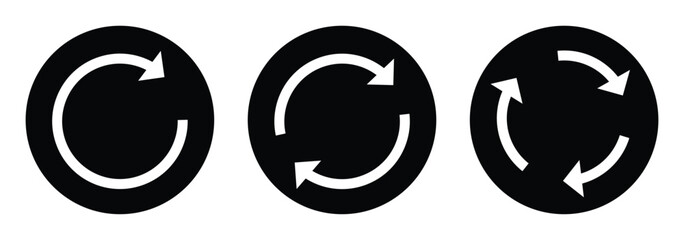  recycling signs. circle arrows set. refresh, reload, rotation. Green recycle vector icon symbol. Repeat and reload icons set . Circle arrow.