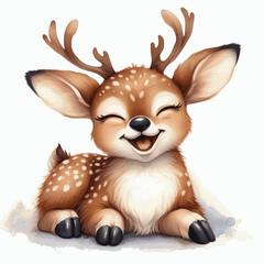 Obraz premium Merry Antler Aura deer laughs and is happy isolated watercolor vector illustration svg