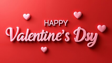 A red background with the words "Happy Valentine's Day" surrounded by pink hearts.