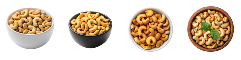 Fototapeta premium Assorted nuts in bowls on a wooden table