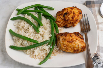 seasoned chicken thighs  witgh rice