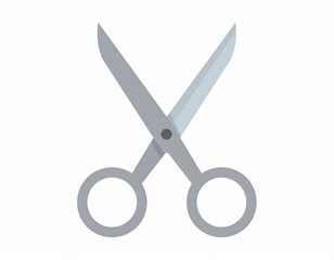 Simple illustration of open, metallic scissors, a common cutting tool used for paper or fabric